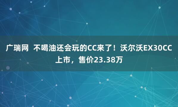 广瑞网  不喝油还会玩的CC来了！沃尔沃EX30CC上市，售价23.38万