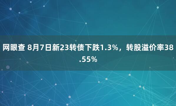 网眼查 8月7日新23转债下跌1.3%，转股溢价率38.55%